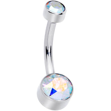 Load image into Gallery viewer, Aurora 6mm Titanium Internal Thread Belly Ring Created with Crystals

