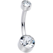 Load image into Gallery viewer, Clear 6mm Titanium Internal Thread Belly Ring Created with Crystals
