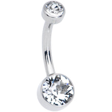 Load image into Gallery viewer, Clear 6mm Titanium Internal Thread Belly Ring Created with Crystals
