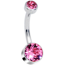 将图片加载到图库查看器，Pink 6mm Titanium Internal Thread Belly Ring Created with Crystals
