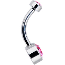 将图片加载到图库查看器，Pink 6mm Titanium Internal Thread Belly Ring Created with Crystals
