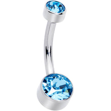将图片加载到图库查看器，Aqua 6mm Titanium Internal Thread Belly Ring Created with Crystals
