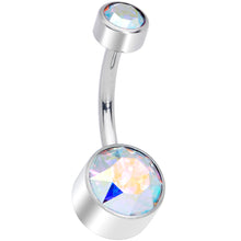 将图片加载到图库查看器，Aurora 8mm Titanium Internal Thread Belly Ring Created with Crystals
