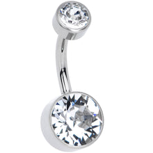 将图片加载到图库查看器，Clear 8mm Titanium Internal Thread Belly Ring Created with Crystals
