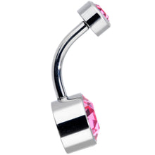 将图片加载到图库查看器，Pink 8mm Titanium Internal Thread Belly Ring Created with Crystals
