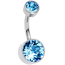将图片加载到图库查看器，Aqua 8mm Titanium Internal Thread Belly Ring Created with Crystals
