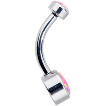 Load image into Gallery viewer, Pink Synthetic Opal Grade 23 Titanium Internal Thread Duo Belly Ring
