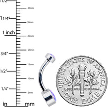 Load image into Gallery viewer, Purple Synthetic Opal Grade 23 Titanium Internal Thread Duo Belly Ring
