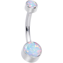 将图片加载到图库查看器，White Synthetic Opal Grade 23 Titanium Internal Thread Duo Belly Ring

