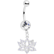 将图片加载到图库查看器，Clear CZ Gem Lotus Flower Dangle Belly Ring
