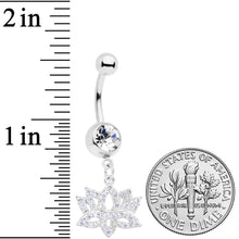 将图片加载到图库查看器，Clear CZ Gem Lotus Flower Dangle Belly Ring
