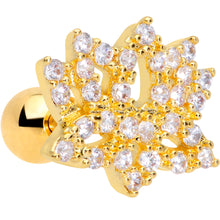 Load image into Gallery viewer, 16G 1/4 Clear CZ Gem Gold Tone Lotus Flower Cartilage Tragus

