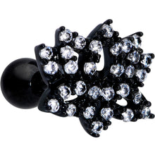 Load image into Gallery viewer, 16G 1/4 Clear CZ Gem Black Lotus Flower Cartilage Tragus
