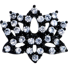 Load image into Gallery viewer, 16G 1/4 Clear CZ Gem Black Lotus Flower Cartilage Tragus
