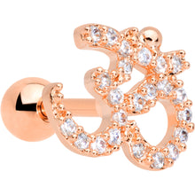 Load image into Gallery viewer, 16G 1/4 Clear CZ Gem Rose Gold Tone Amazing Om Cartilage Tragus
