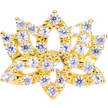 将图片加载到图库查看器，16G 5/16 Clear CZ Gem Gold Tone Lotus Flower Labret Monroe Tragus
