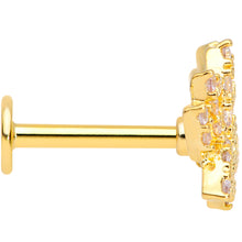 将图片加载到图库查看器，16G 5/16 Clear CZ Gem Gold Tone Lotus Flower Labret Monroe Tragus
