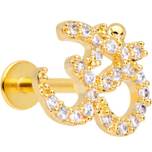 将图片加载到图库查看器，16G 5/16 Clear CZ Gem Gold Tone Amazing Om Labret Monroe Tragus
