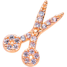 Load image into Gallery viewer, 16G 5/16 Clear CZ Gem Rose Gold Hue Scissors Labret Monroe Tragus
