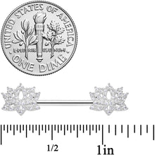 Load image into Gallery viewer, 14G 9/16 Clear CZ Gem Lotus Flower Nipple Ring Set
