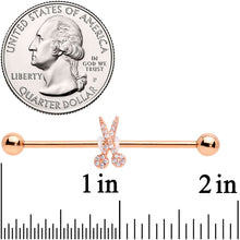 Load image into Gallery viewer, 14G Clear CZ Gem Rose Gold Tone Scissors Industrial Barbell 38mm
