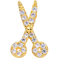 Load image into Gallery viewer, 20G 1/4 Clear CZ Gem Gold Tone Shear Scissors Nose Bone
