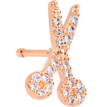 Load image into Gallery viewer, 20G 1/4 Clear CZ Gem Rose Gold Tone Shear Scissors Nose Bone
