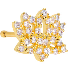 Load image into Gallery viewer, 20G 1/4 Clear CZ Gem Gold Tone Lotus Flower Nose Bone
