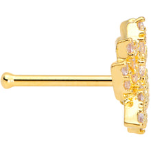 Load image into Gallery viewer, 20G 1/4 Clear CZ Gem Gold Tone Lotus Flower Nose Bone
