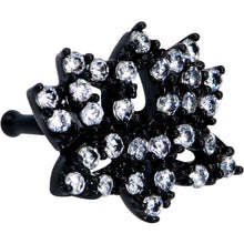 Load image into Gallery viewer, 20G 1/4 Clear CZ Gem Black Lotus Flower Nose Bone
