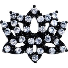 Load image into Gallery viewer, 20G 1/4 Clear CZ Gem Black Lotus Flower Nose Bone
