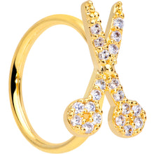 Load image into Gallery viewer, 18G 3/8 Clear CZ Gem Gold Tone Shears Scissors Nose Hoop

