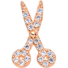 Load image into Gallery viewer, 18G 3/8 Clear CZ Gem Rose Gold Tone Shears Scissors Nose Hoop
