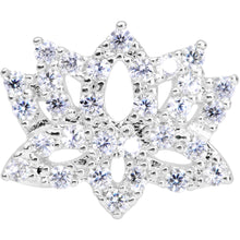Load image into Gallery viewer, 18G 3/8 Clear CZ Gem Lotus Flower Nose Hoop
