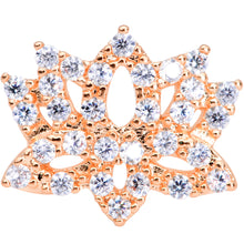 Load image into Gallery viewer, 18G 3/8 Clear CZ Gem Rose Gold Tone Lotus Flower Nose Hoop
