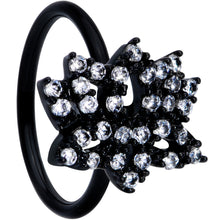 Load image into Gallery viewer, 18G 3/8 Clear CZ Gem Black Lotus Flower Nose Hoop
