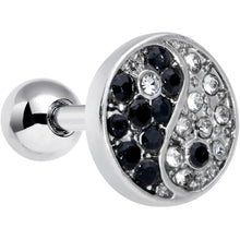 Load image into Gallery viewer, 16G 1/4 Clear Black Gem Yin Yang Cartilage Tragus
