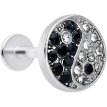 Load image into Gallery viewer, 16G 5/16 Clear Black Gem Yin Yang Labret Monroe Tragus

