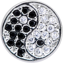 Load image into Gallery viewer, 20G 1/4 Clear Black CZ Gem Yin Yang Nose Bone
