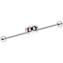 Load image into Gallery viewer, 14G Pink Gem Pearlescent Flower Industrial Barbell 38mm
