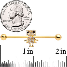 Load image into Gallery viewer, 14G Clear Gem Gold Tone Ritzy Robot Industrial Barbell 38mm
