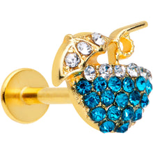 Load image into Gallery viewer, 16G 5/16 Aqua Gem Gold Tone Tropical Drink Labret Monroe Tragus
