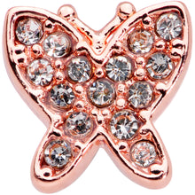 Load image into Gallery viewer, 20G 7mm Clear CZ Gem Rose Gold Tone Spring Butterfly L Shape Nose Ring
