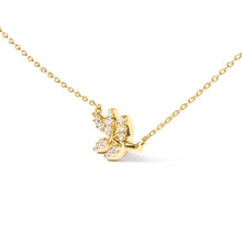 Load image into Gallery viewer, 10K Yellow Gold 1/10 Cttw Diamond Leaf and Branch 18" Pendant Necklace (H-I Color, I1-I2 Clarity)
