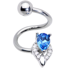 将图片加载到图库查看器，Clear Blue Gem Triple Oval Spiral Belly Ring
