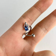 将图片加载到图库查看器，Clear Blue Gem Triple Oval Spiral Belly Ring
