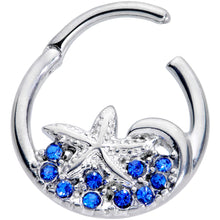 将图片加载到图库查看器，16G 3/8 Blue Gem Nautical Starfish Hinged Segment Ring
