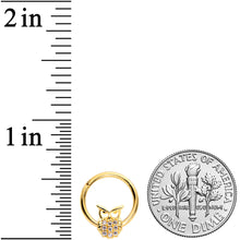 Load image into Gallery viewer, 16G 3/8 Clear CZ Gem Gold Tone Opulent Owl Hinged Segment Ring
