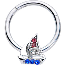 将图片加载到图库查看器，16G 3/8 Blue Purple Gem Sailboat Hinged Segment Ring
