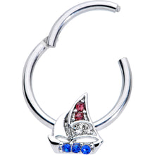 将图片加载到图库查看器，16G 3/8 Blue Purple Gem Sailboat Hinged Segment Ring
